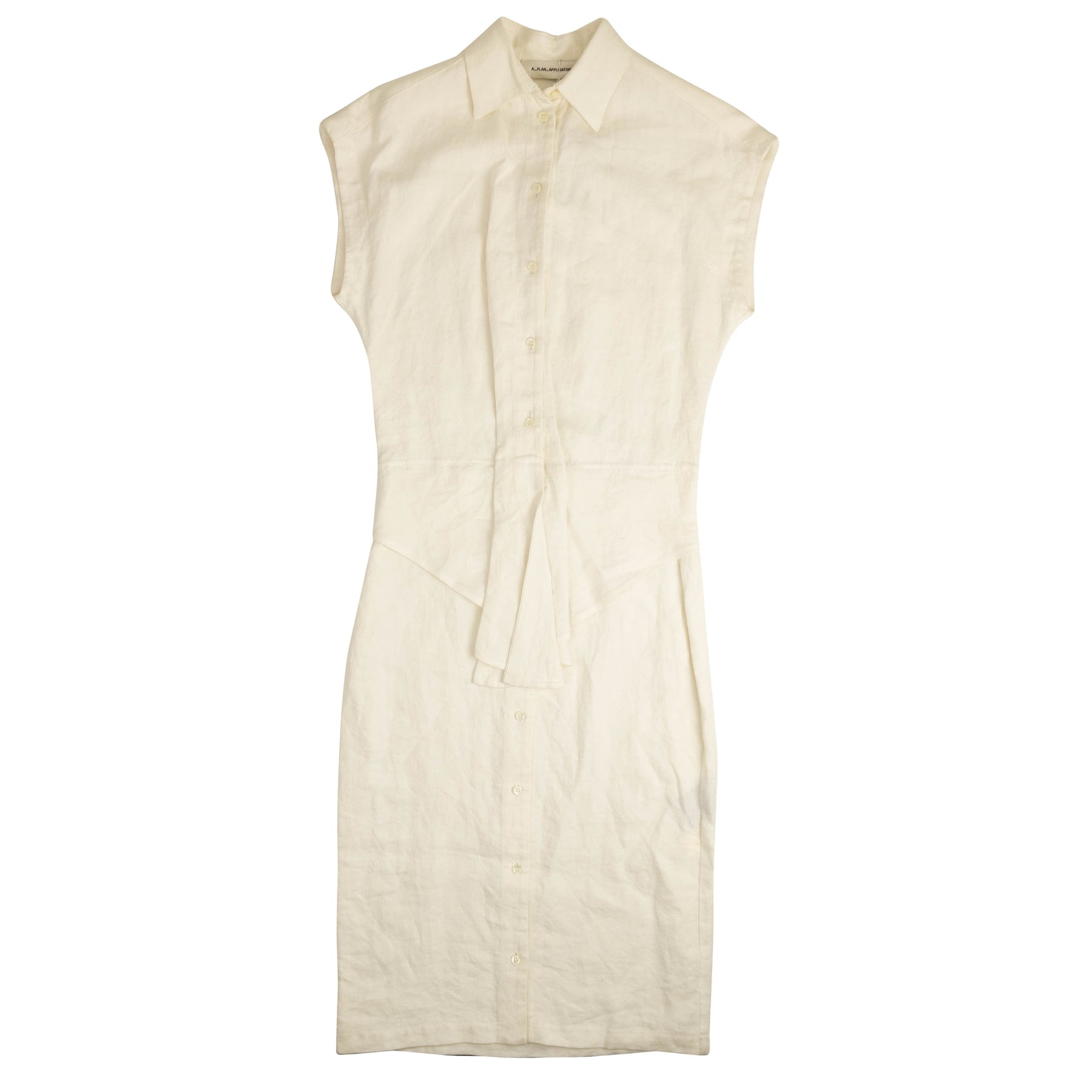 Weißes ärmelloses Hemdkleid mit Knopfleiste