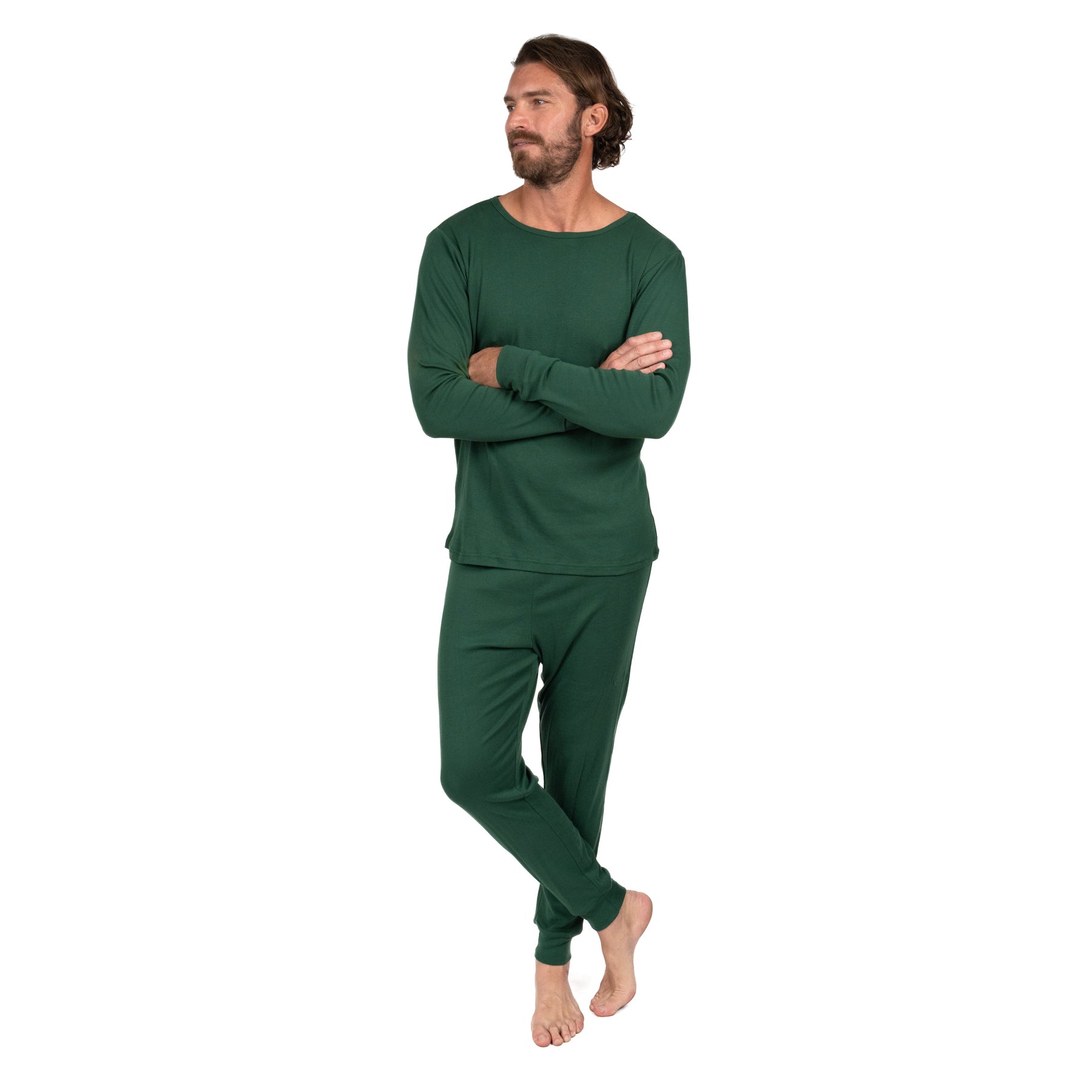 Herren zwei Stück Baumwolle Pyjamas Boho feste Farbe