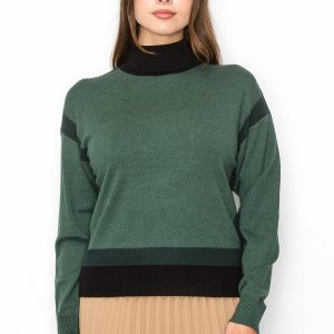 Two-Tone Turtleneck Pullover – 7833686212668