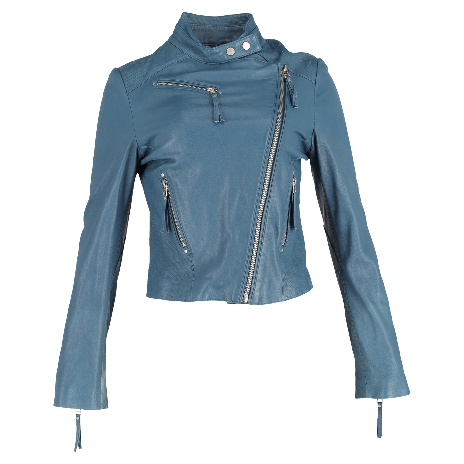 Iro Biker Jacke in hellblauem Leder