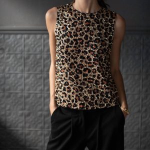 yves Leopard Pailletten Tank in multi