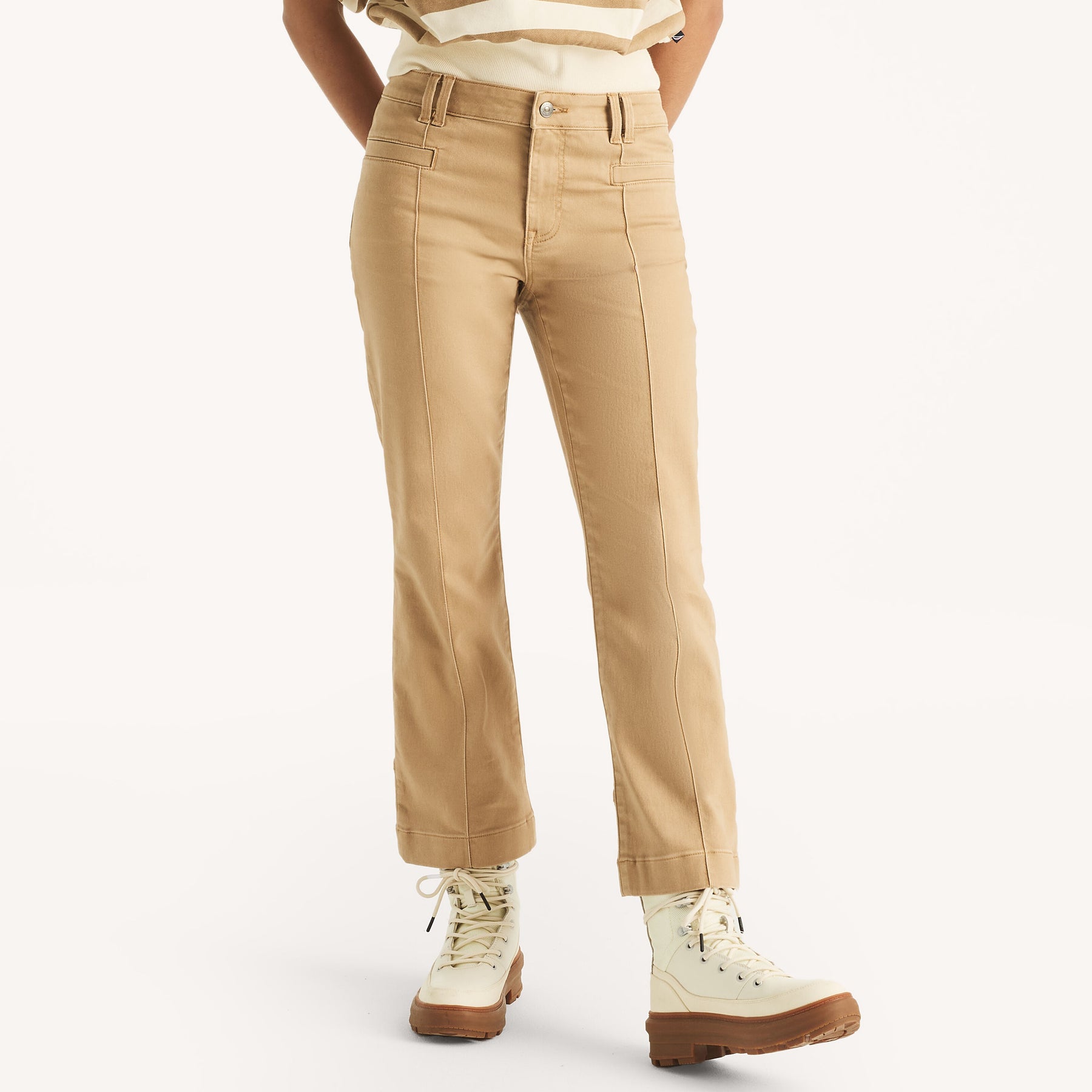 Nautica Damen sateen mid-rise demi bootcut pant