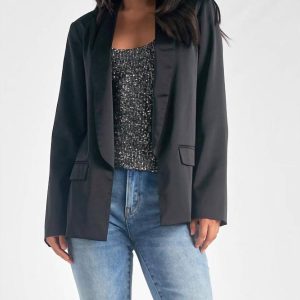 Satin Blazer in schwarz 7331569107004