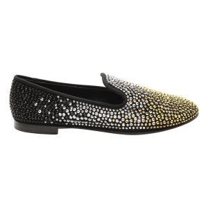 Giuseppe Zanotti – Smoking-Slipper aus schwarzem Veloursleder mit Nieten – 7703702732860
