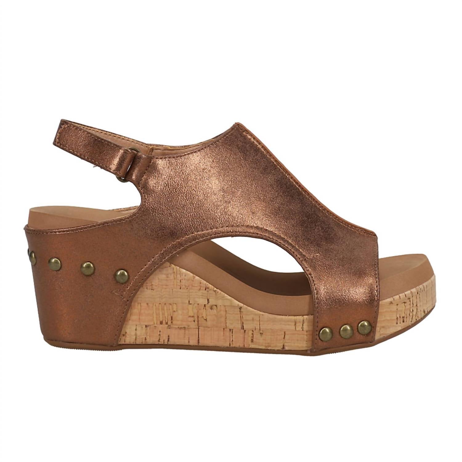 Damen Keil Sandalen in antike Bronze 7704731615292