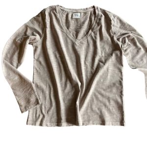 Carrizo Langarm-T-Shirt mit V-Ausschnitt für Damen in Schleiereule 7732552532028