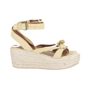 Keil-Espadrilles mit Knöchelriemen von Ba&Sh aus beigem Wildleder