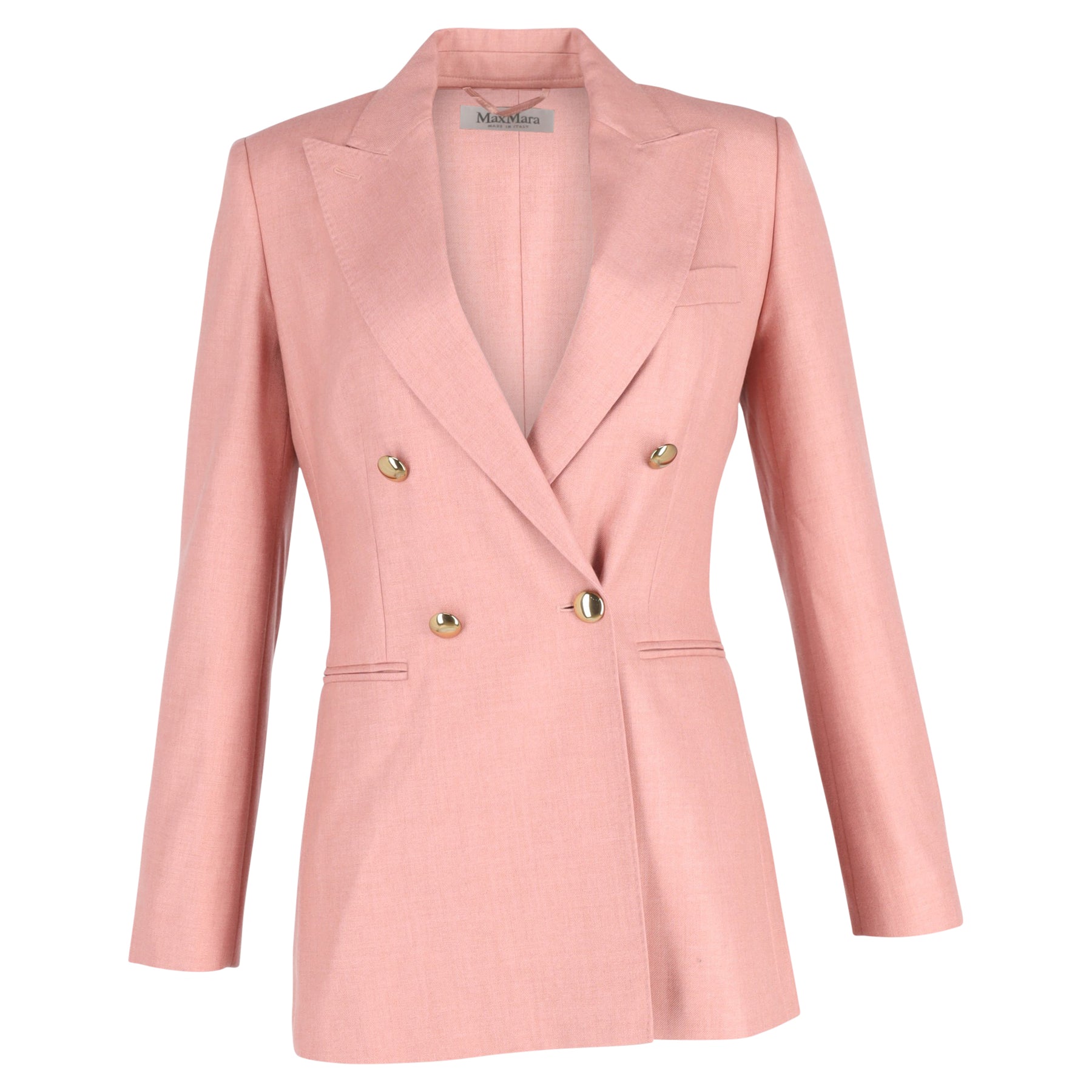 Max Mara Lamine Doppel-Blaser in Pastell rosa Seide Mischung Twill