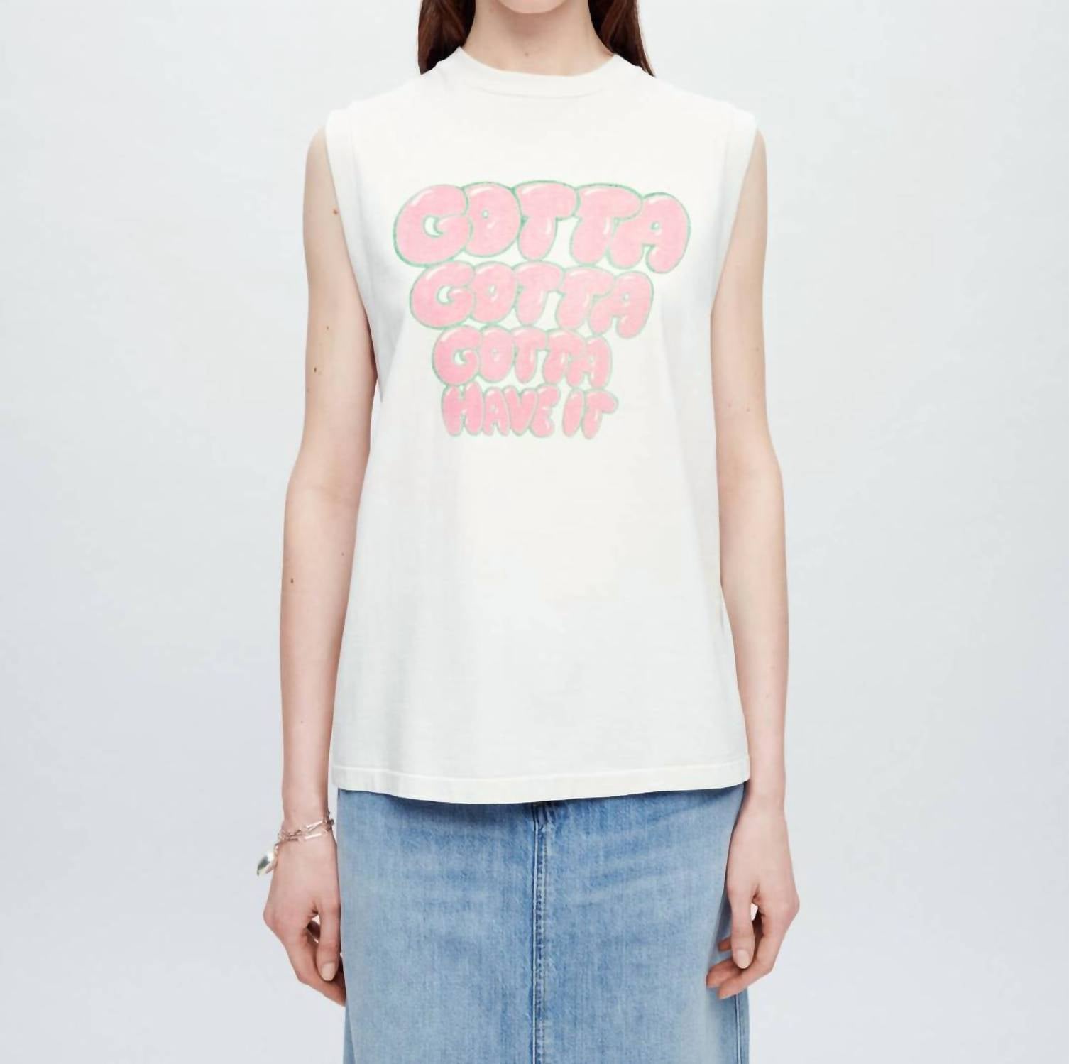 Oversized Muscle Tank Tee in Vintage weiß