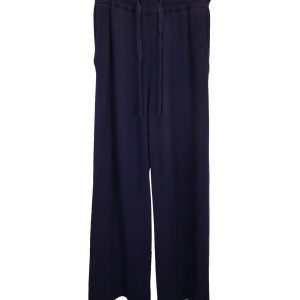 Nanushka Oni gerippt-strickte Straight-Leg Hose aus marineblauer Wolle 7748654202940