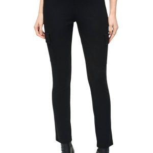 schmale Passform in voller Länge Hose mit Taschen in schwarz 7803880898620