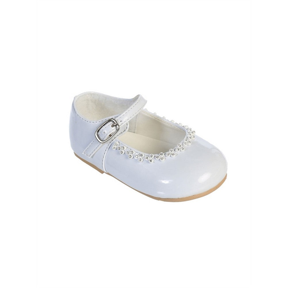 Weiße Mary-Jane-Kleiderschuhe mit glitzernden Strass-Akzenten für Mädchen, 1–4 Babys