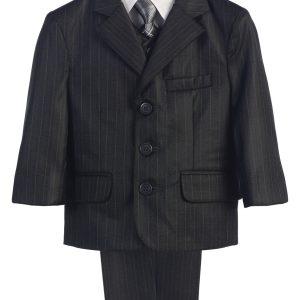 Baby Jungen dunkelgrau pin-streifte Jacke Weste Hemd Hose Krawatte Anzug 6-24M