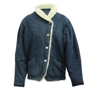 Isabel Marant Dipauline Jeans- und Kunstfelljacke aus blauer Baumwolle 7703681007676