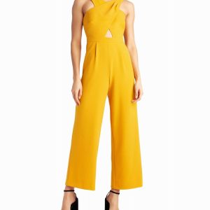 Charli – Neckholder-Jumpsuit aus Stretch-Crêpe in Goldorange – 7668053311548