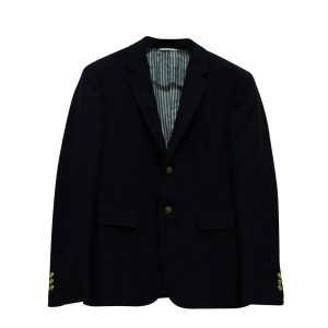 Thom Browne Gold geknöpfte Anzugjacke in Marineblau Wolle 7766495658044