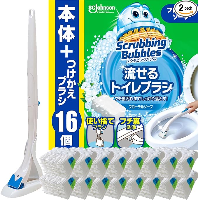 Scrubbing Bubbles Flushable Toilet Brush with floraler Seifenduft – Griff + Nachfüllungen (16 Stück)made in japan – tokyo sakura Mall