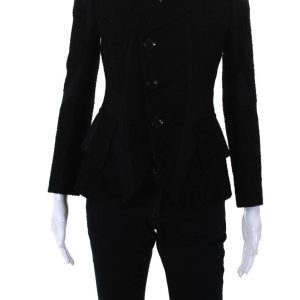 Shiro Sakai Damen neue klassische maßgeschneiderte Boucle Blazer Jacke schwarz 7833406046268