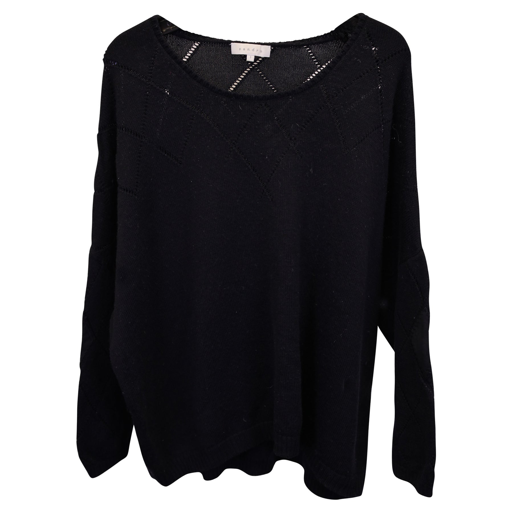 Sandro Paris Pullover mit offenen Details in Marineblau Wolle 7748666490940