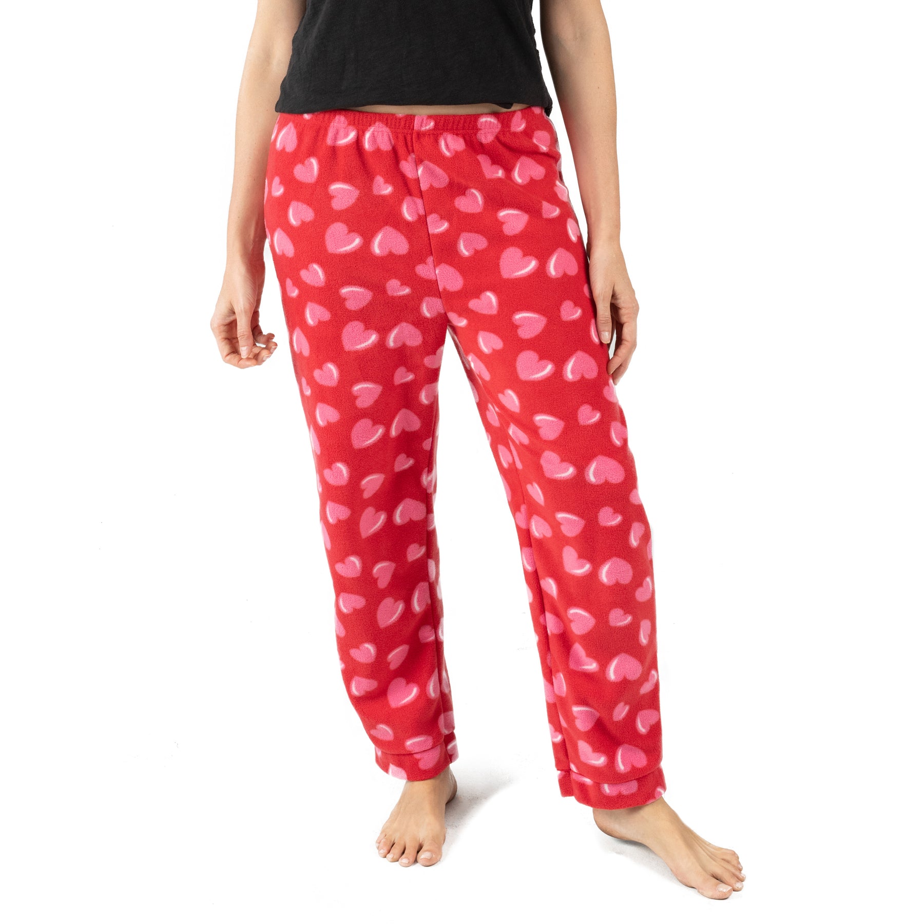 Damen Fleece Pyjama Hosen Herz