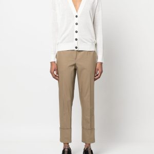 Brunello Cucinelli Damen-Strickjacke in Weiß mit Schulter-Pailletten-Detail