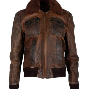 Saint Laurent Aviator Jacke mit Scheren aus braunem Leder gestresst 7748665966652