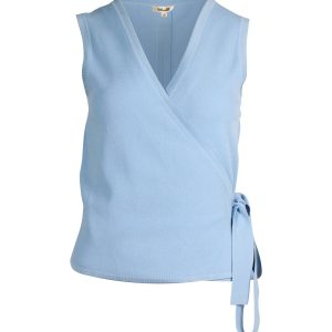 Diane Von Furstenberg ärmelloses Wickeloberteil in blauer Viskosemischung 7748765876284