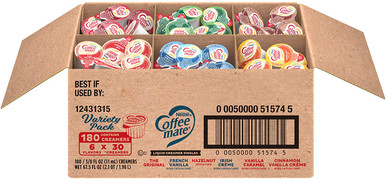 Nestle Kaffee Mate Kaffeecreme, Sortenpackung, flüssige Cremer Singles, nicht Milch, keine Kühlung, 6 Geschmacksrichtungen 30 von jedem Geschmack (180 insgesamt)