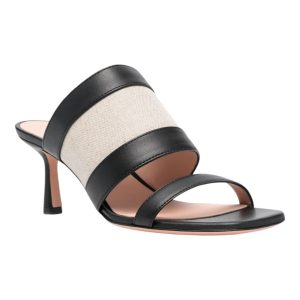 Bally Bianka 6303513 zweifarbige Damen-Pantoletten aus schwarzem Leder