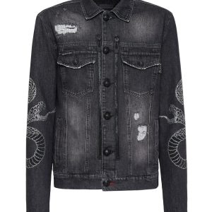 Denim Zip Jacke Schlange 7676510240828
