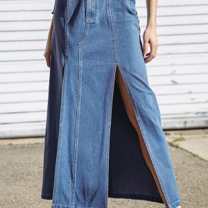 süß sprechenden Denim Midi Rock