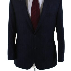 Corneliani Herren Heringbone Pinstripe zwei Knopf Blazer Jacke Marineblau 7833488818236