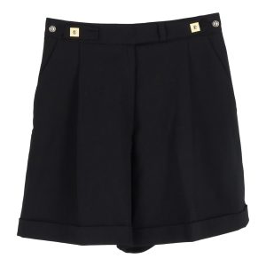 Diane von Furstenberg Button Detail hohe Taille Shorts in schwarzer Wolle