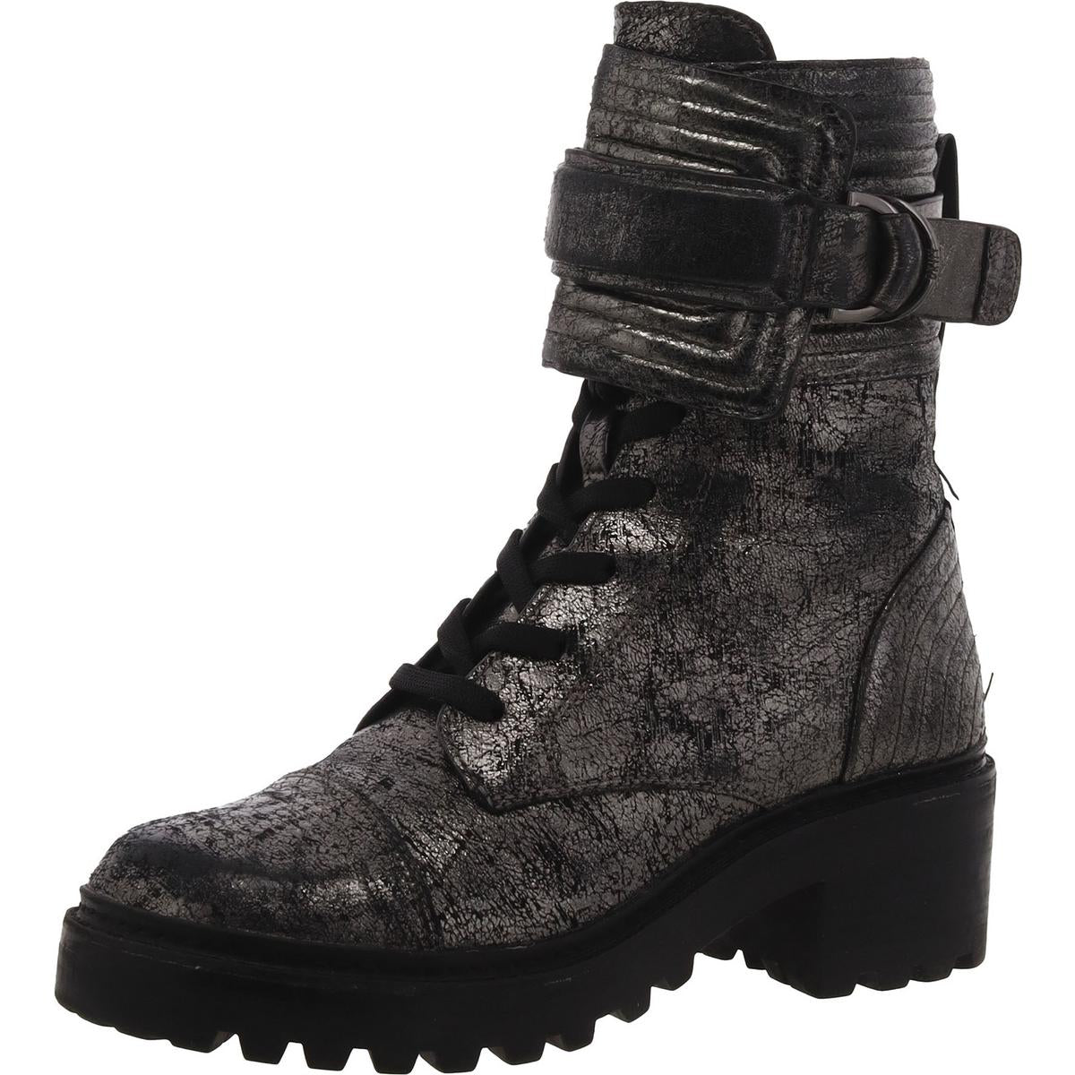 Basia Leder Metallic Kampf & mit Schnürschuhe