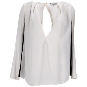 Sandro V-Ausschnittbluse aus grauer Seide 7748642603068