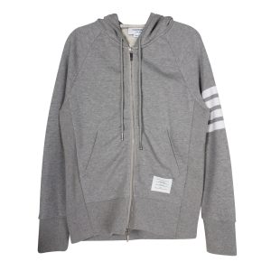 Thom Browne grauer 4-bar Kapuzenpullover aus grauer Baumwolle 7703679074364