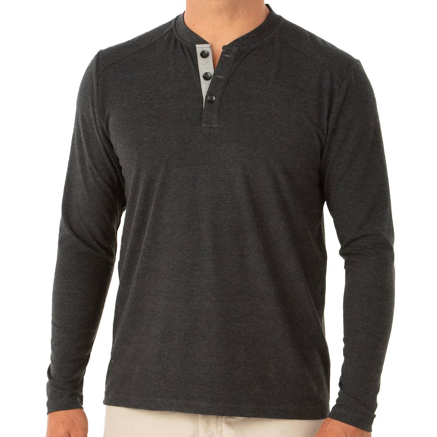 Bamboo Flex Henley in Heather schwarz