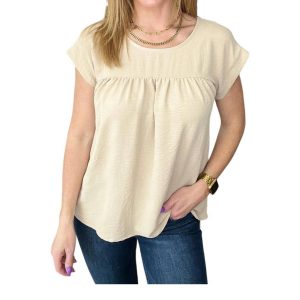 Airflow Babydoll Top in taupe 7766657237052
