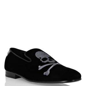 Loafer aus Samt mit Totenkopfmotiv – 7670504030268