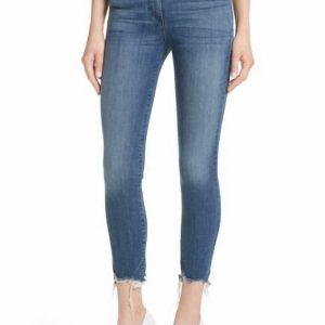Damen W3 Remo Fransenkanten Crop Skinny Denim Jeans in Blau
