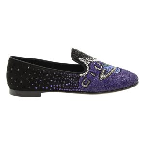 Giuseppe Zanotti Uranus – Smoking-Slipper aus schwarzem Veloursleder mit Kristallverzierungen – 7703702995004