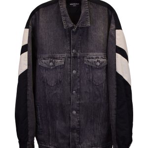 Balenciga Panelled Tracksuit Jeansjacke aus schwarzer Baumwolle 7733764587580