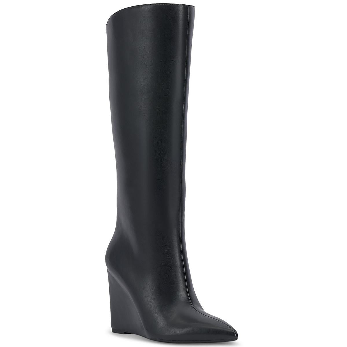 Appile Kunstleder spitz zu kniehohe Stiefel