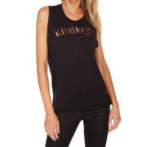 Dom Muscle Tank Top With Kindness Cutout in schwarz