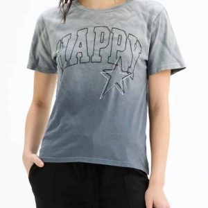 Weites Happy Stars-T-Shirt in sonnenverblasstem Frostgrau