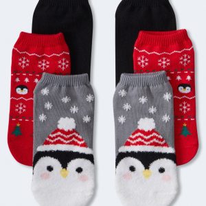 Aeropostale Fuzzy Pinguin Knöchel Socken 3-Pack
