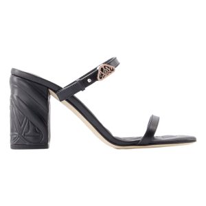 Seal Heeled Sandalen – alexander mcqueen – Leder – schwarz/argenté 7748824039484