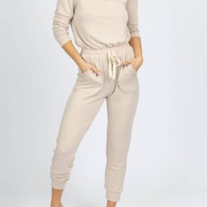 Butter weicher Tunnelzug Jumpsuit in taupe