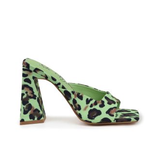 Damen-Sandalen mit grünem Leopardenmuster