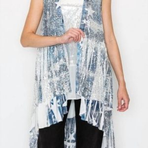 Denim Stern Pailletten Weste in grau